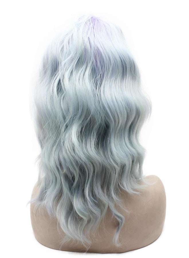 أم إكس آينجل شعر مستعار أزرق مموج متوسط الطول من إم إكس أنجل، مصنوع من ألياف صناعية، ذو مقدمة دانتيل، بلونين متدرجين، مقاوم للحرارة - Image 5